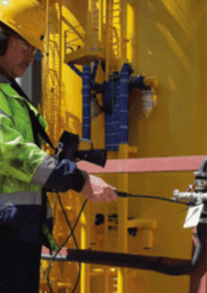 Lekdetectie voor perslucht, man aan het werk